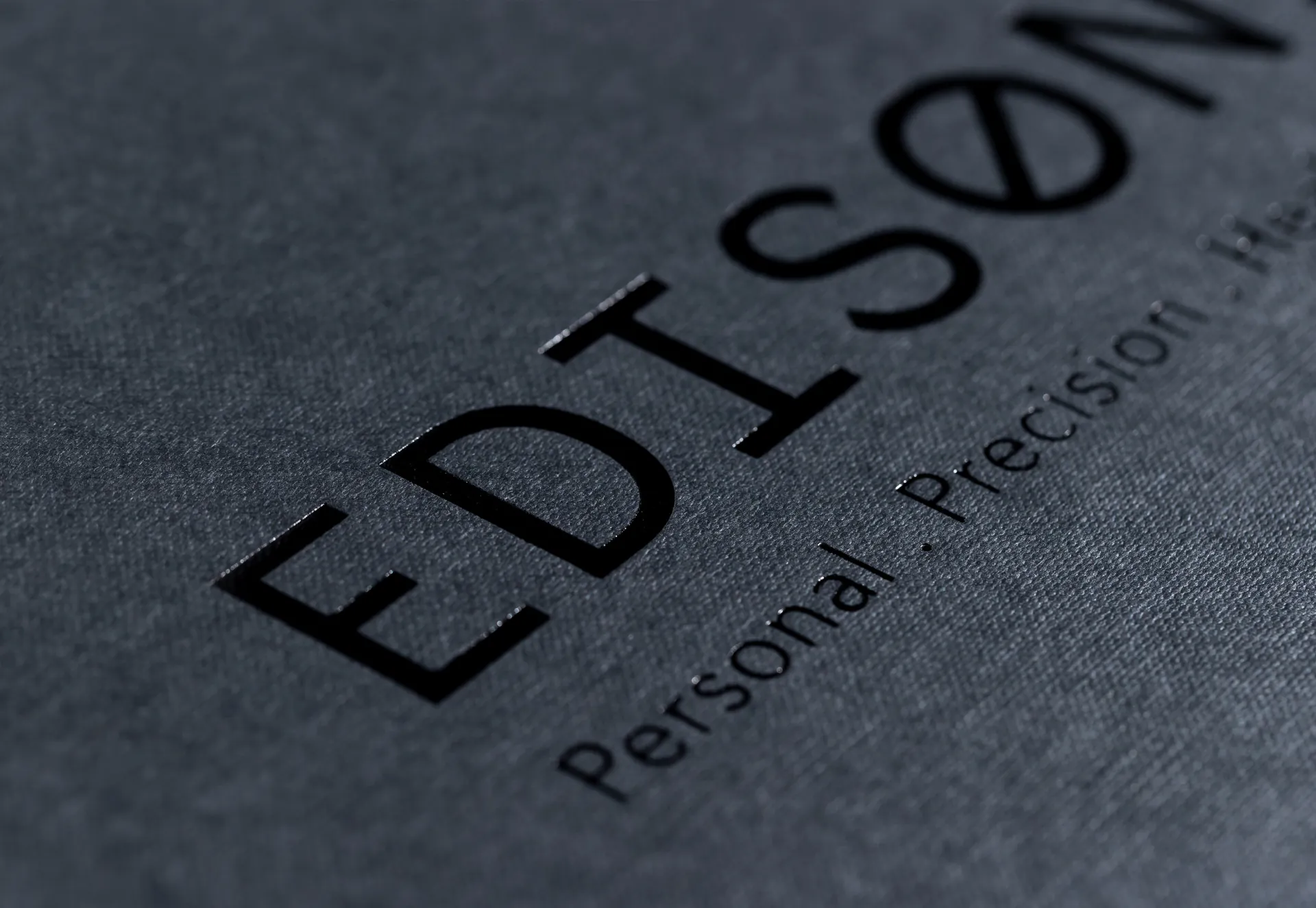 The Edison wordmark embossed on a textured black box.