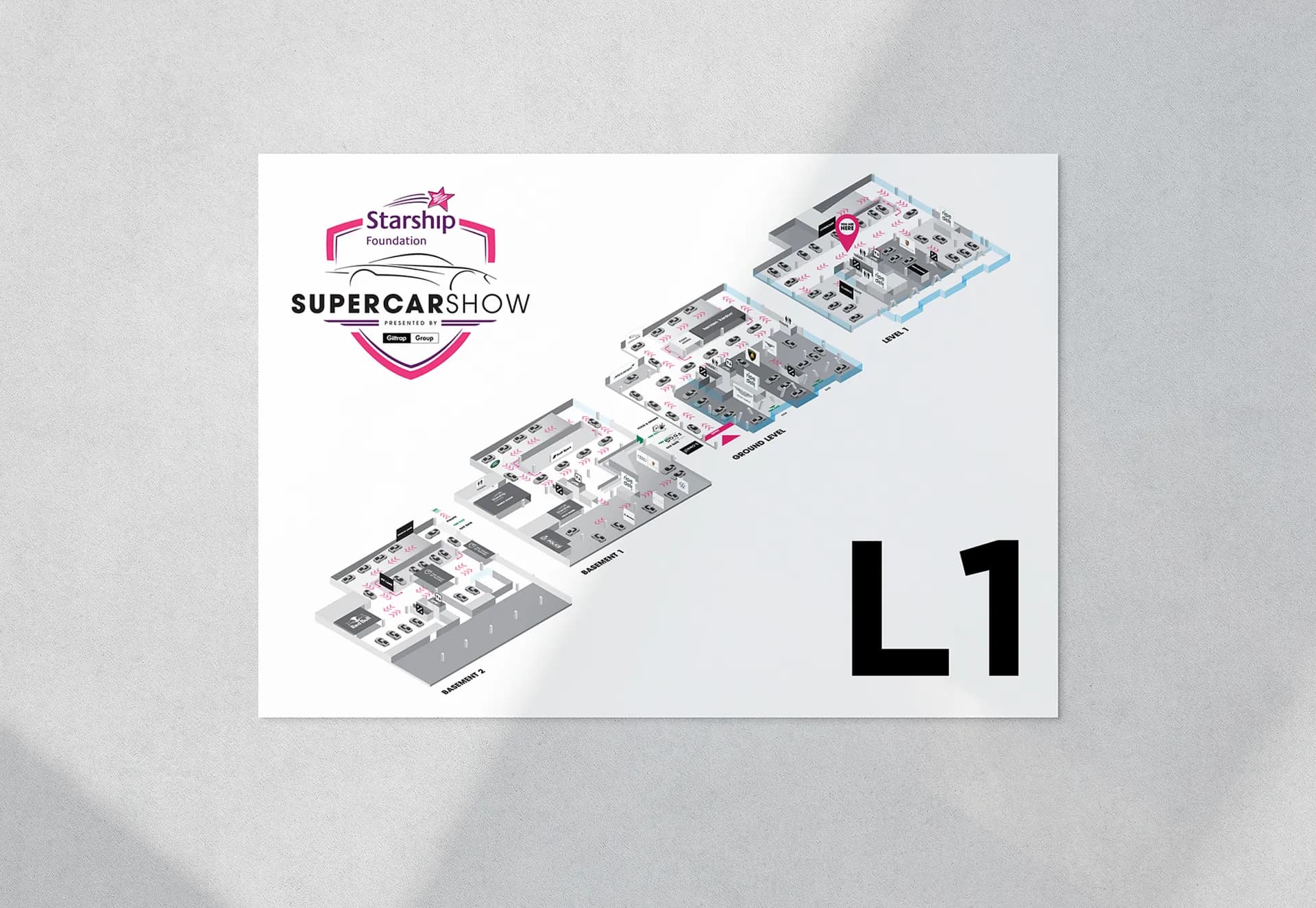 The Supercar Show’s illustrated map of level one.